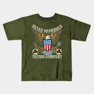 Silver Shamrock Tattoo Company Patriotic Eagle Shop Logo Kids T-Shirt